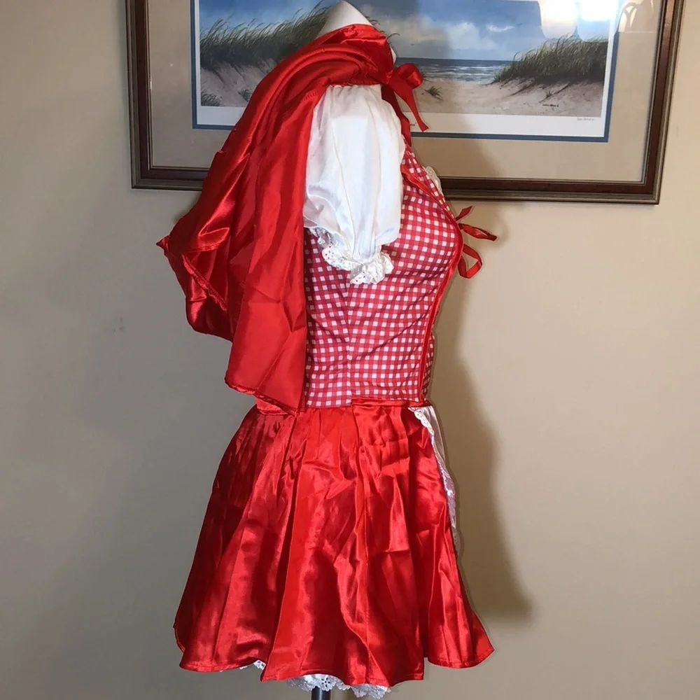 Costume RED RIDING HOOD Sexy Dress With Cape Adult Size Medium 6-8 - Picture 4 of 16